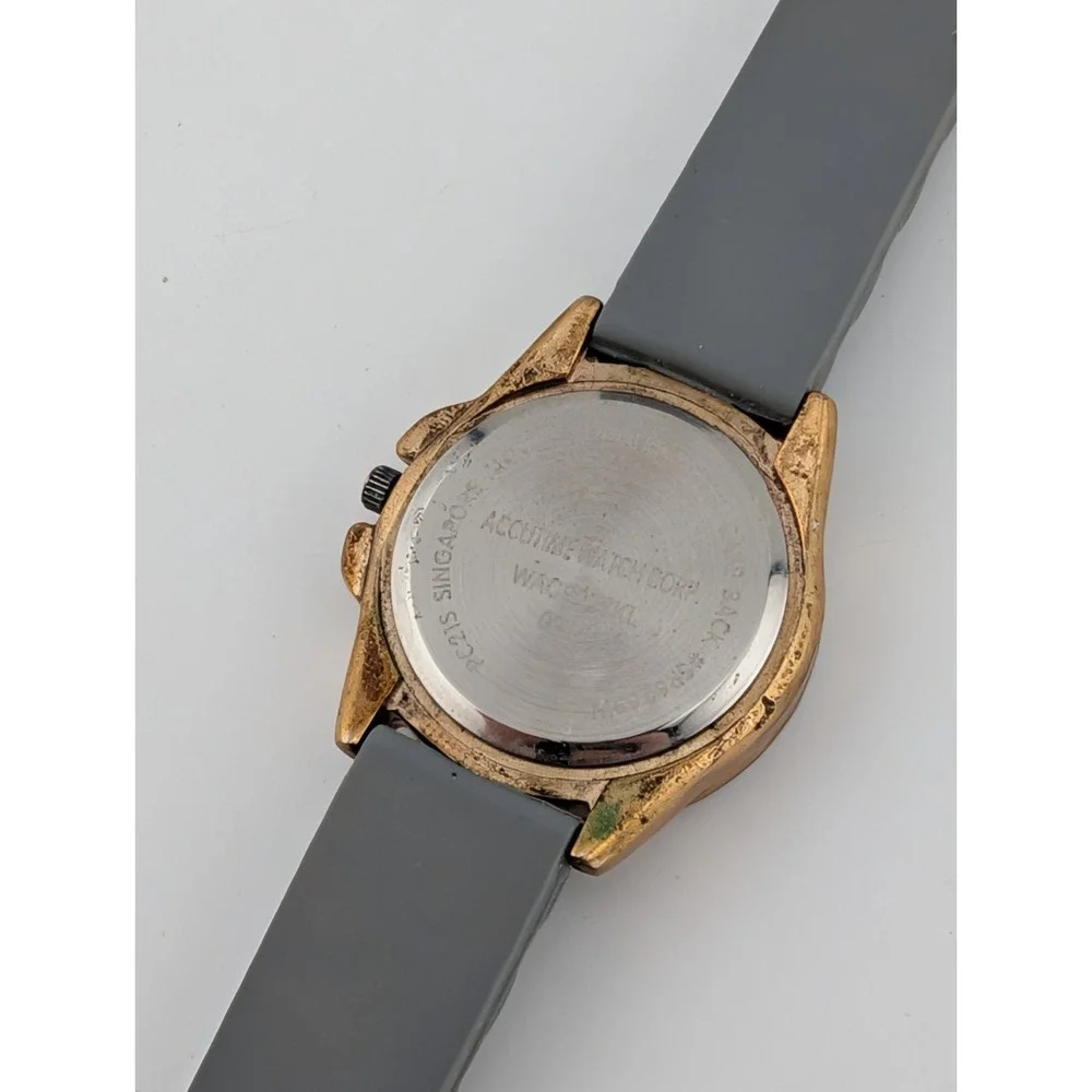 Vivani Watch Women 34mm Case Rhinestones‎ Gray Silicone Band- New Battery